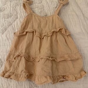 Rylee + Cru peach ruffle gauze dress 2-3y